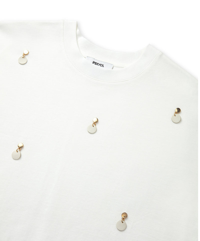 Ipekyol Faux Leather Applique T-Shirt Off White