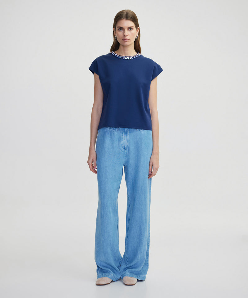 Ipekyol T-Shirt With Contrast Accessories Navy