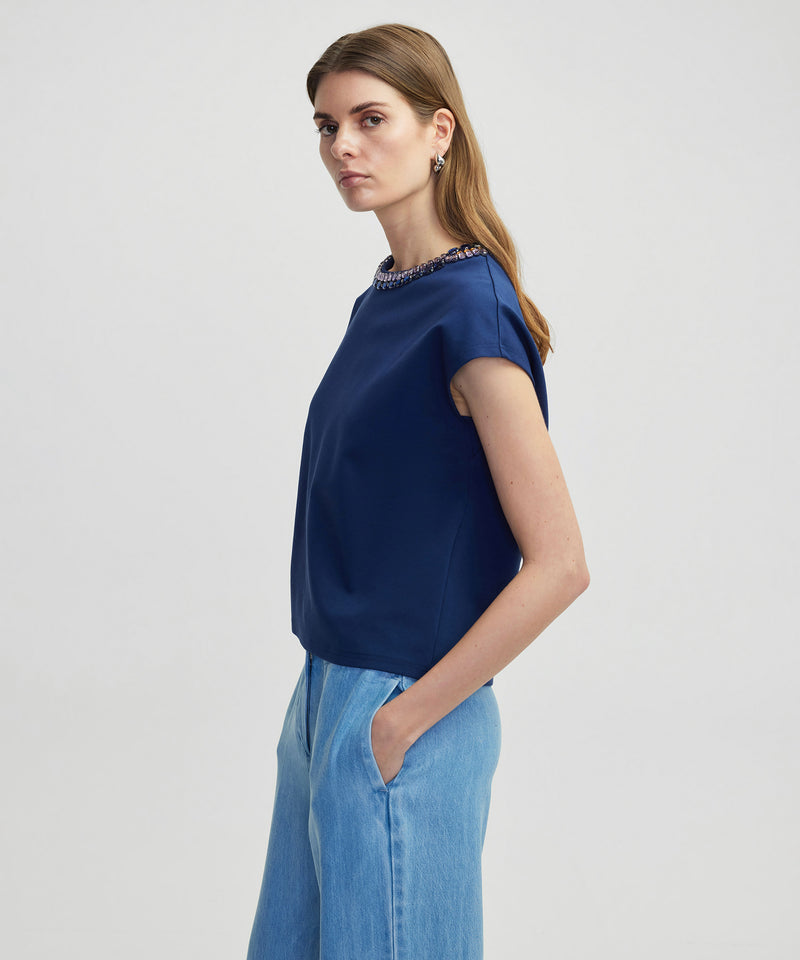 Ipekyol T-Shirt With Contrast Accessories Navy