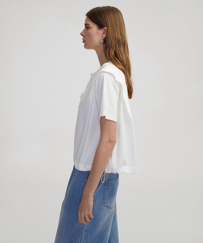 Ipekyol Adjustable Waistband Off-Shoulder T-Shirt White