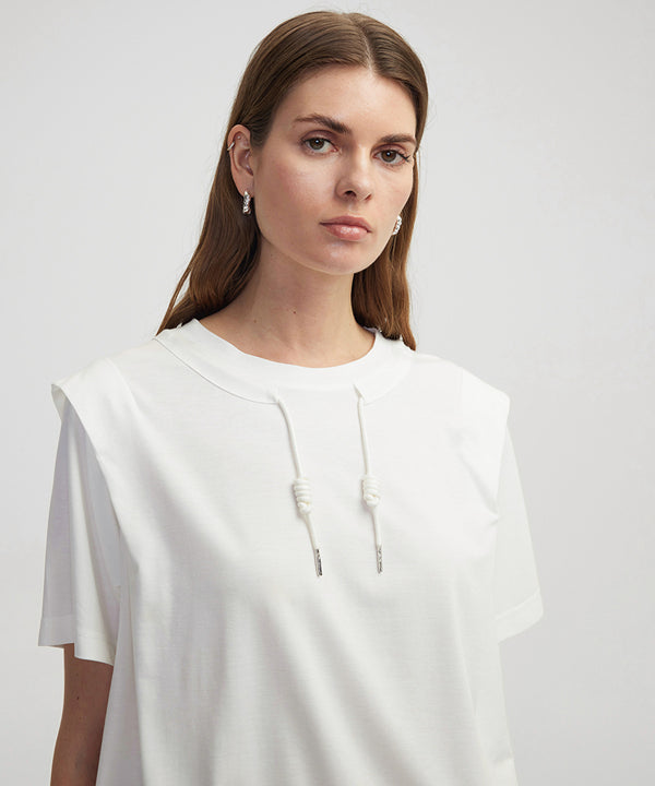Ipekyol Adjustable Waistband Off-Shoulder T-Shirt White