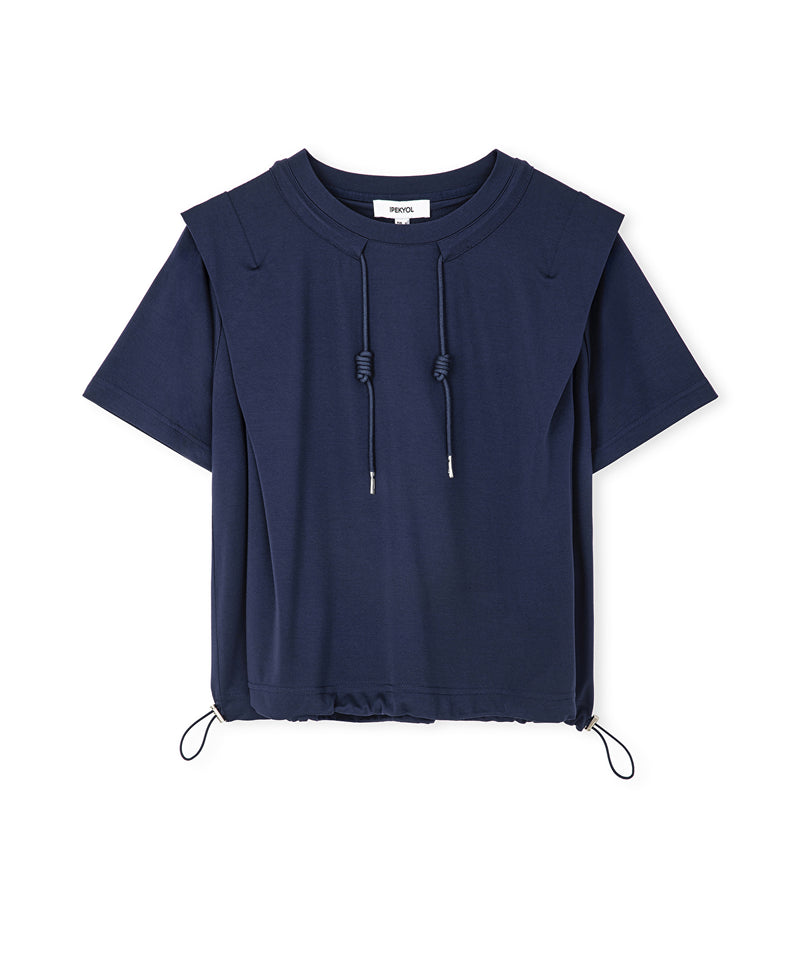 Ipekyol Adjustable Waistband Off-Shoulder T-Shirt Navy