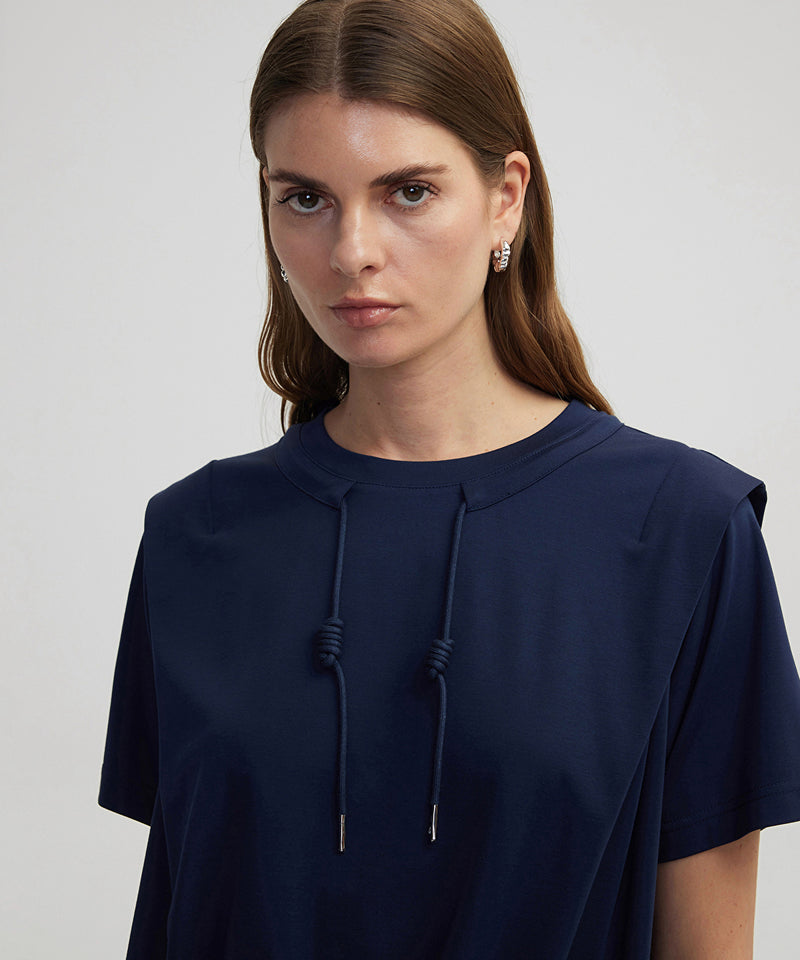 Ipekyol Adjustable Waistband Off-Shoulder T-Shirt Navy