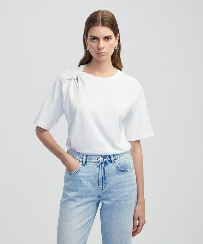 Ipekyol Asymmetrical Twisted T-Shirt White