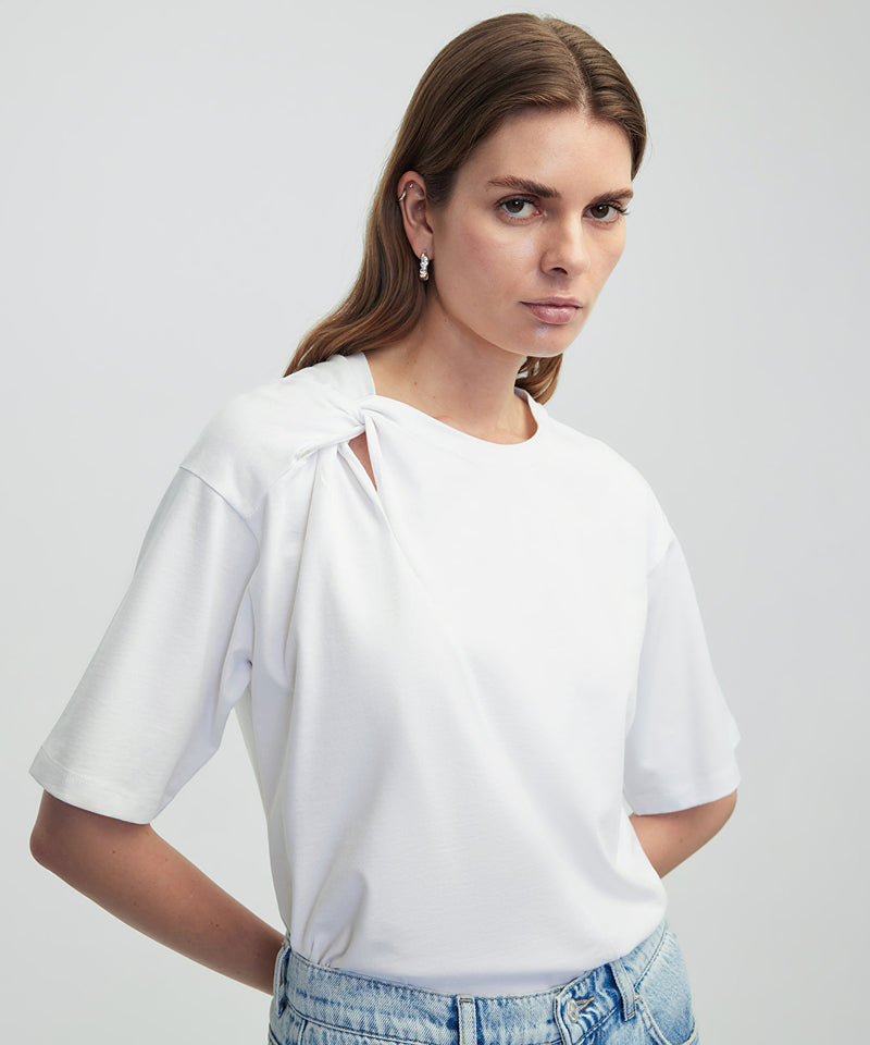 Ipekyol Asymmetrical Twisted T-Shirt White