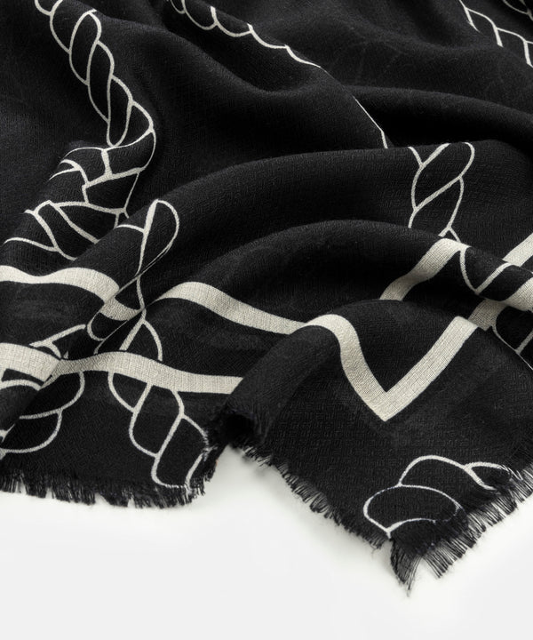 Ipekyol Silk Blend Patterned Scarf Black