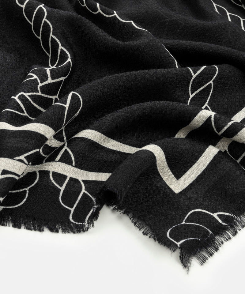 Ipekyol Silk Blend Patterned Scarf Black