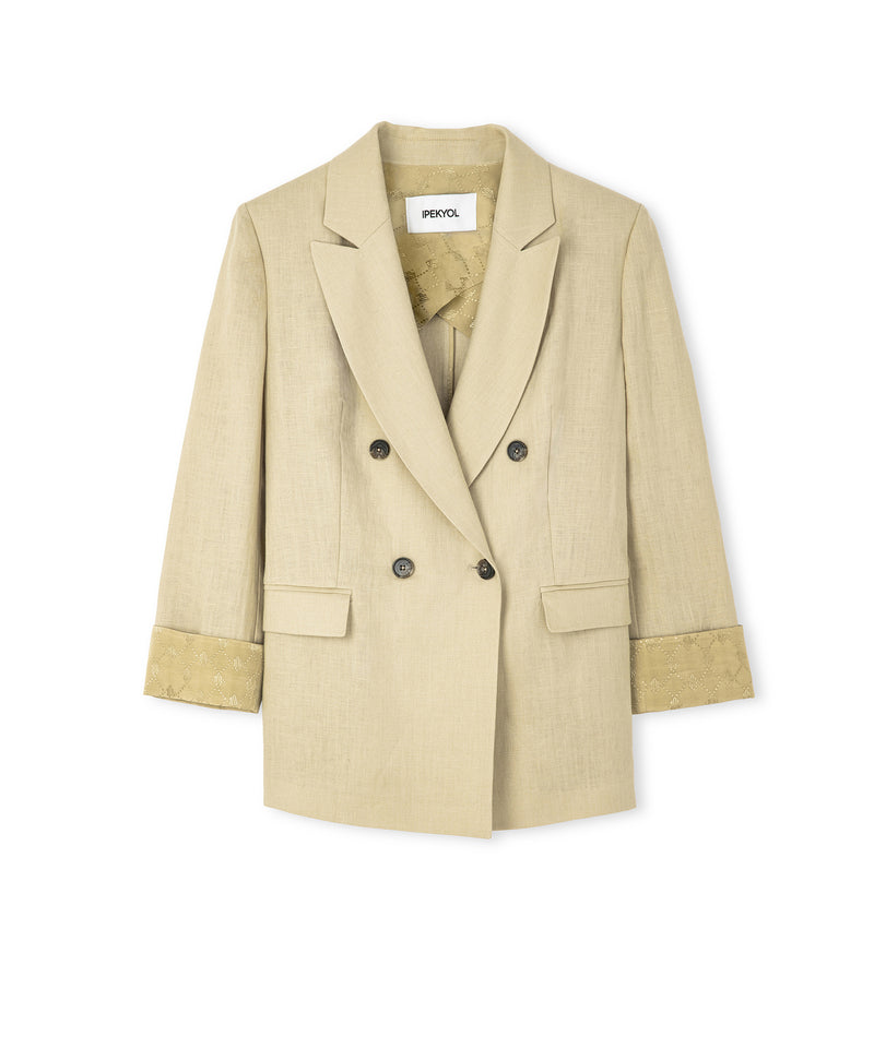 Ipekyol Linen Jacket With Faux Leather Belt Natural