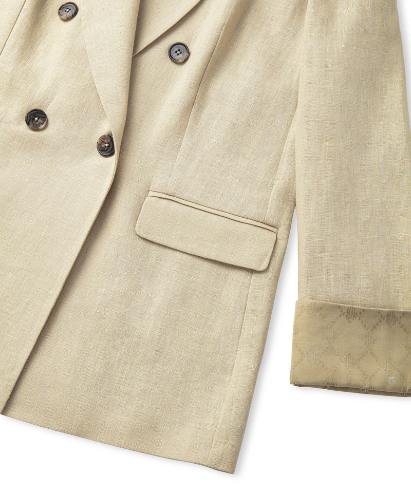 Ipekyol Linen Jacket With Faux Leather Belt Natural