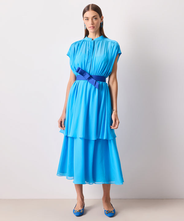 Ipekyol Contrast Belt Layered Dress Blue