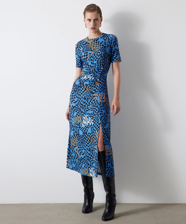 Ipekyol Geometric Pattern Midi Dress Blue
