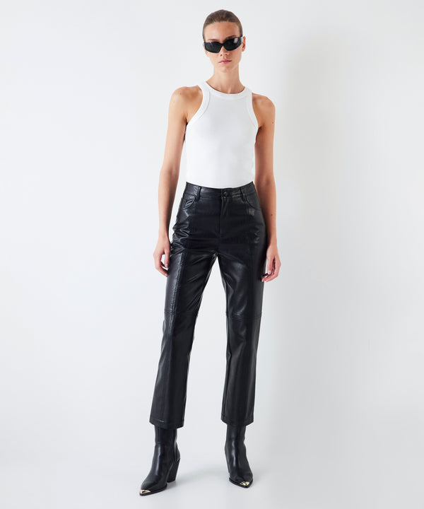 Ipekyol Straight Fit Leather Look Trousers Black