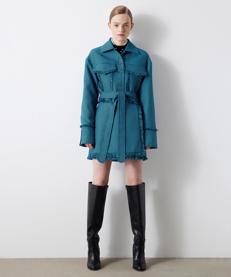 Ipekyol Crowbar Pattern Belted Jacket Blue