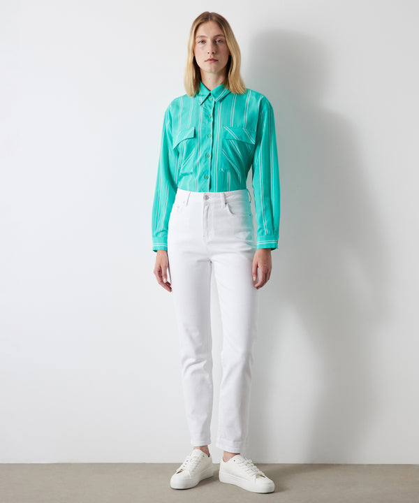 Ipekyol Line Pattern Pocket Detail Shirt Turquse