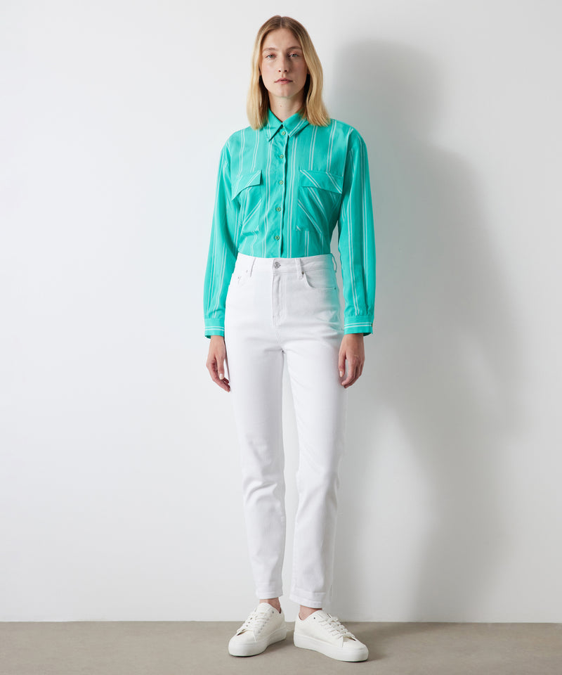Ipekyol Line Pattern Pocket Detail Shirt Turquse