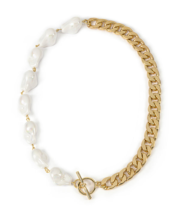 Ipekyol Chain Necklace With Faux Pearls Gold