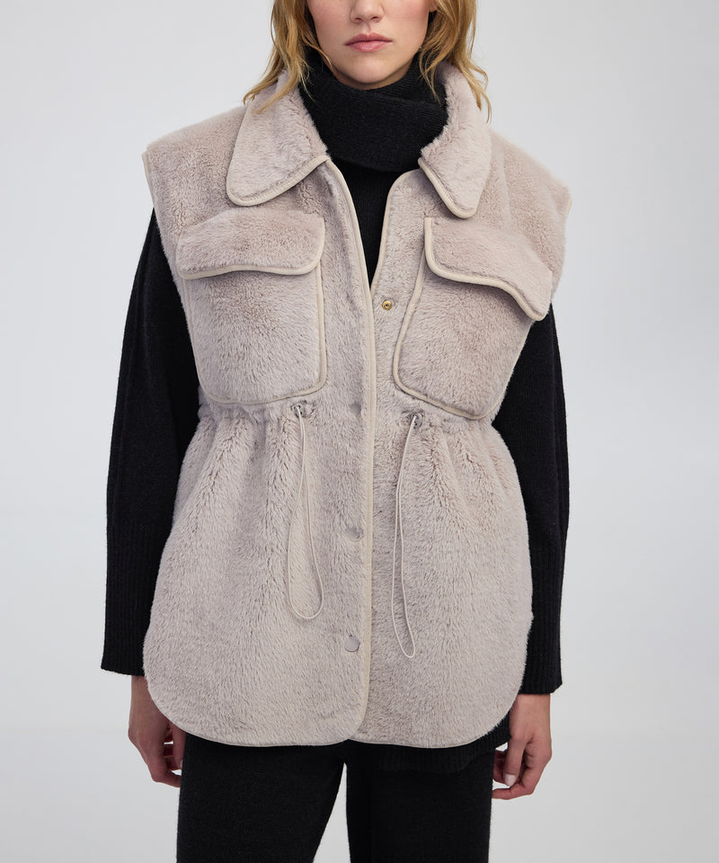 Ipekyol Faux Fur Vest Light Grey
