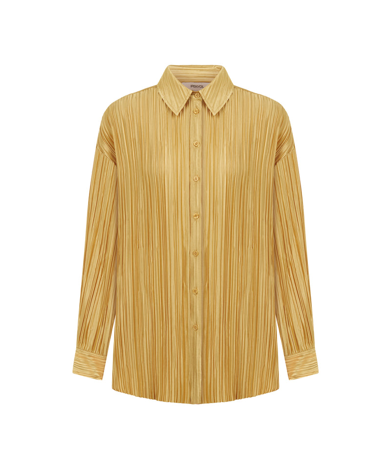 Ipekyol Long Sleeve Pleated Shirt Gold