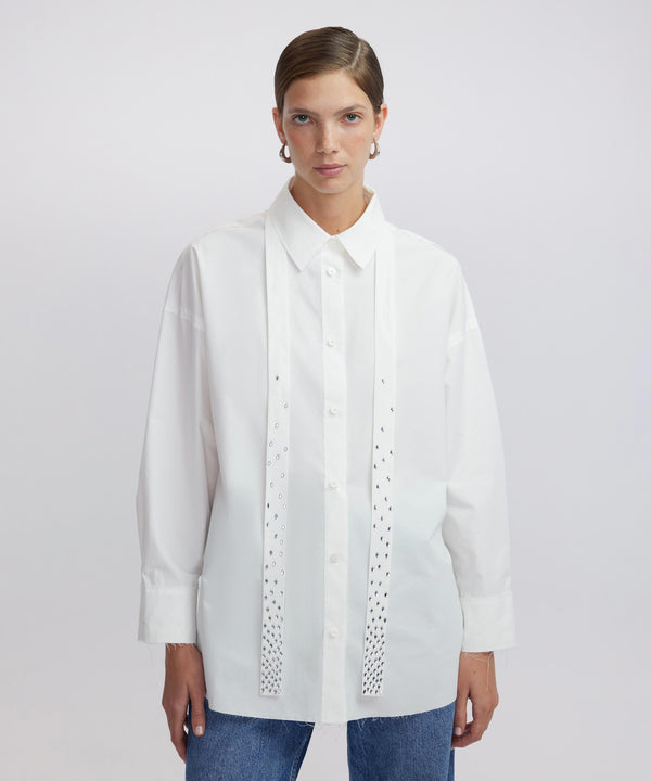 Ipekyol Hotfix Printed Poplin Shirt White