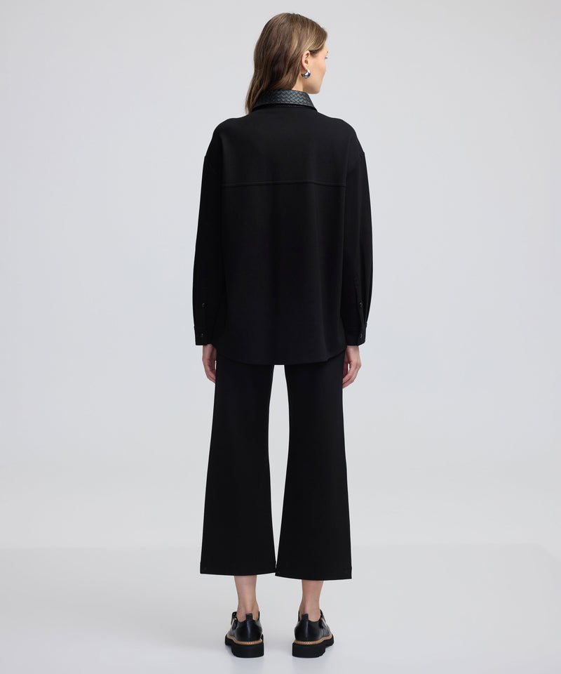 Ipekyol Textured Faux Leather Mix Shirt Black