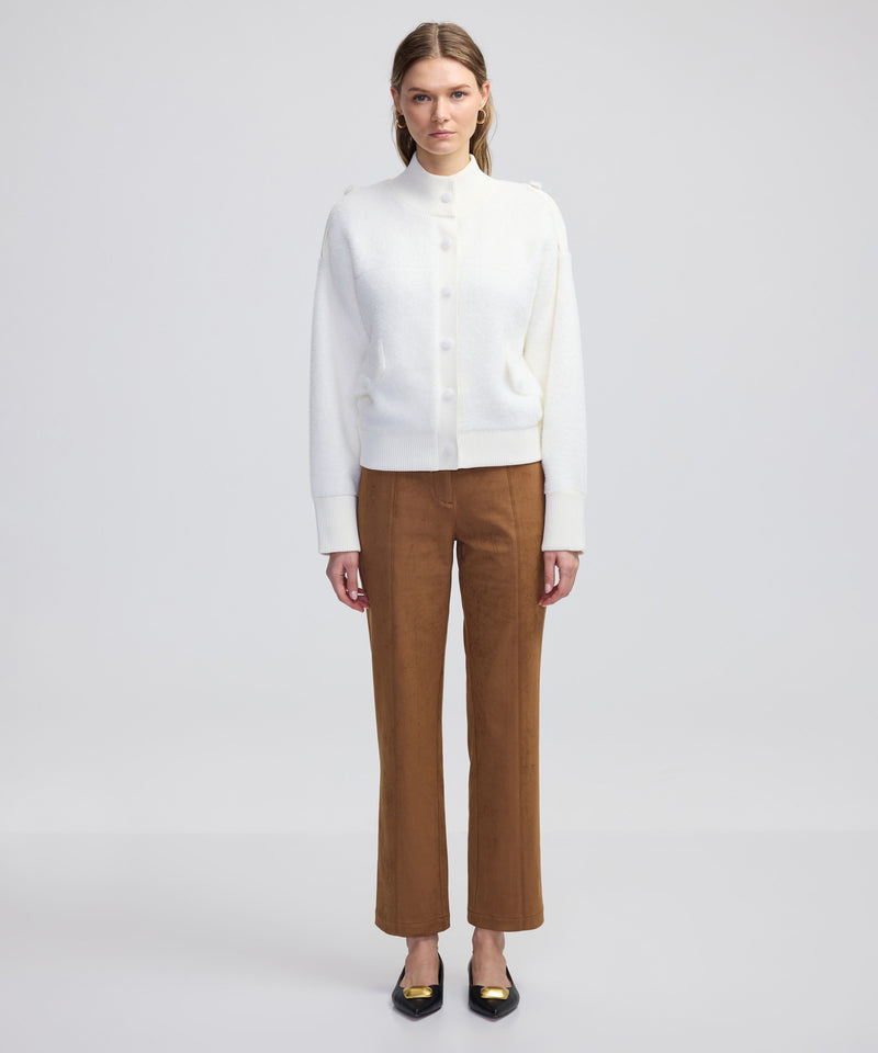 Ipekyol Rib Mix Plush Cardigan Ecru