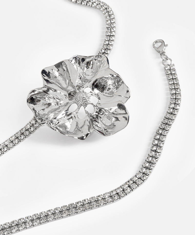 Ipekyol Flower Figured Chain Belt Silver