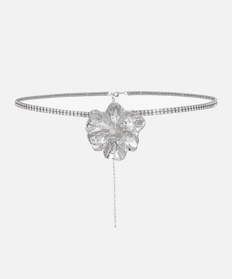 Ipekyol Flower Figured Chain Belt Silver