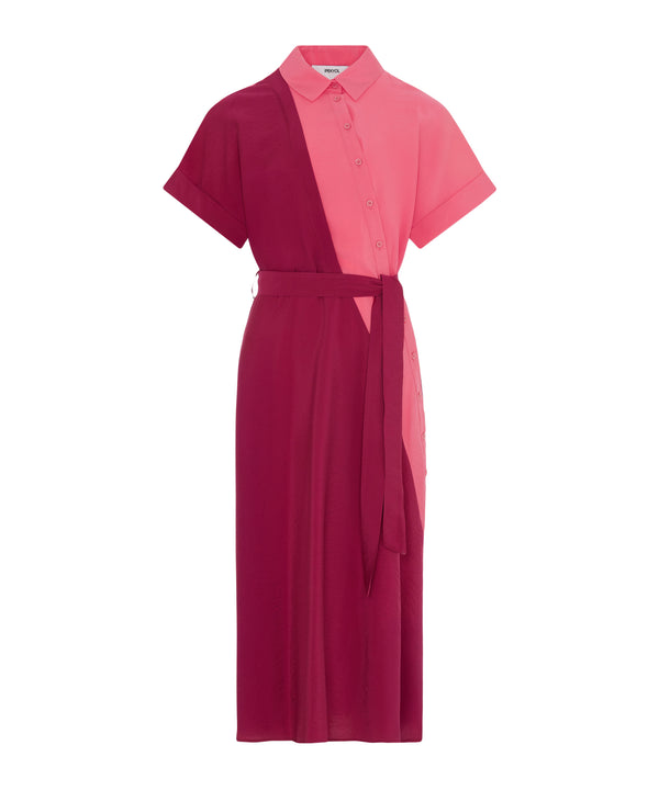 Ipekyol Asymmetric-Button Color-Block Dress Cherry