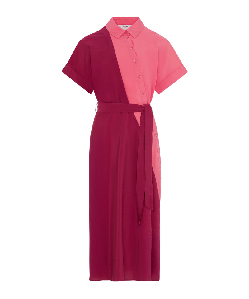 Ipekyol Asymmetric-Button Color-Block Dress Cherry