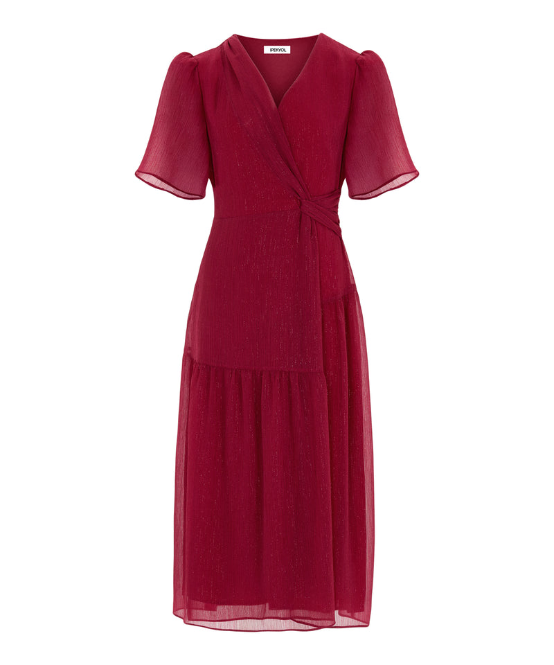Ipekyol Gathered Wrap Front Dress Cherry