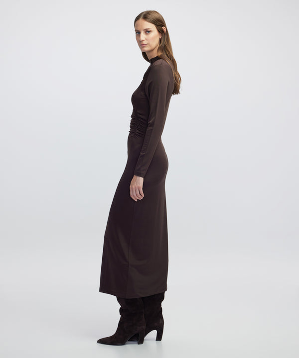 Ipekyol Draped Cutout Dress Brown