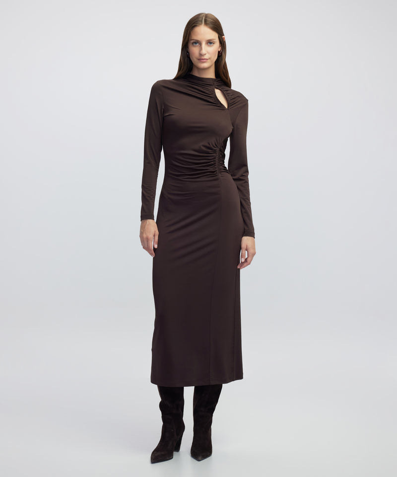 Ipekyol Draped Cutout Dress Brown