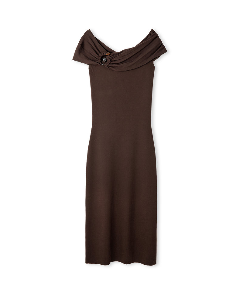 Ipekyol Off-The-Shoulder Knit Dress Brown