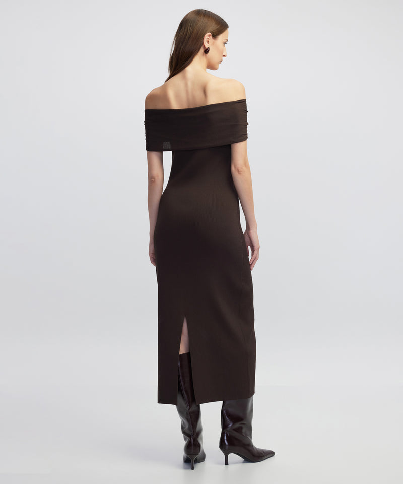 Ipekyol Off-The-Shoulder Knit Dress Brown