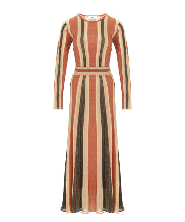 Ipekyol Color-Block Lurex Knit Maxi Dress Brick