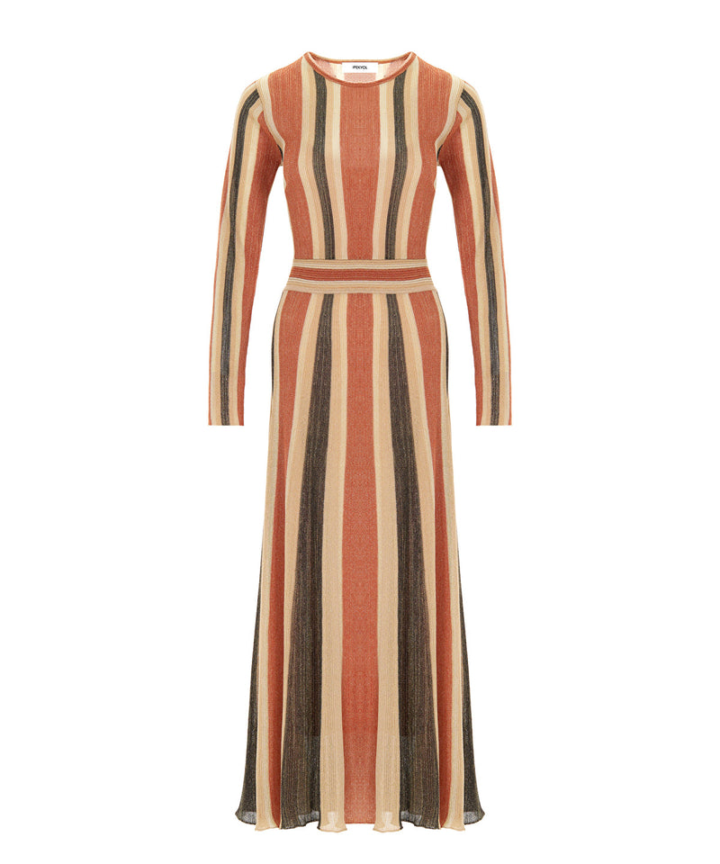 Ipekyol Color-Block Lurex Knit Maxi Dress Brick