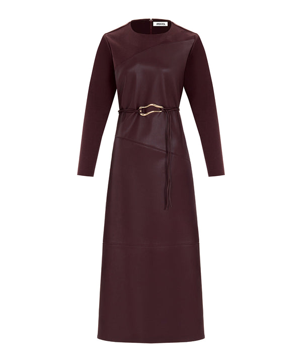 Ipekyol Mixed Dress With Belt Bordoux