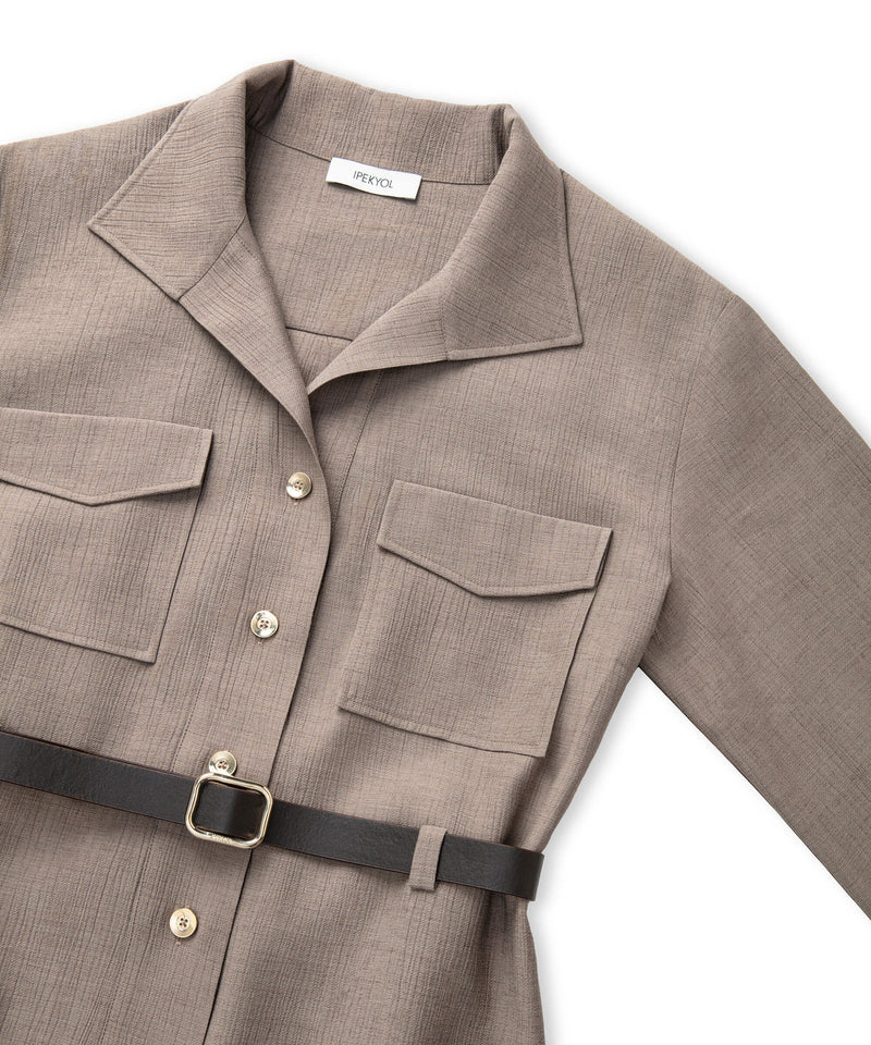 Ipekyol Belted Shirt Dress Mink