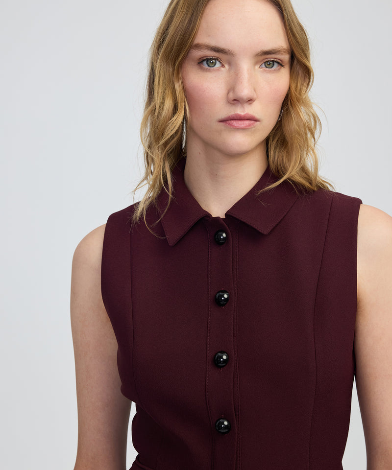 Ipekyol Contrast Button Midi Dress Bordoux