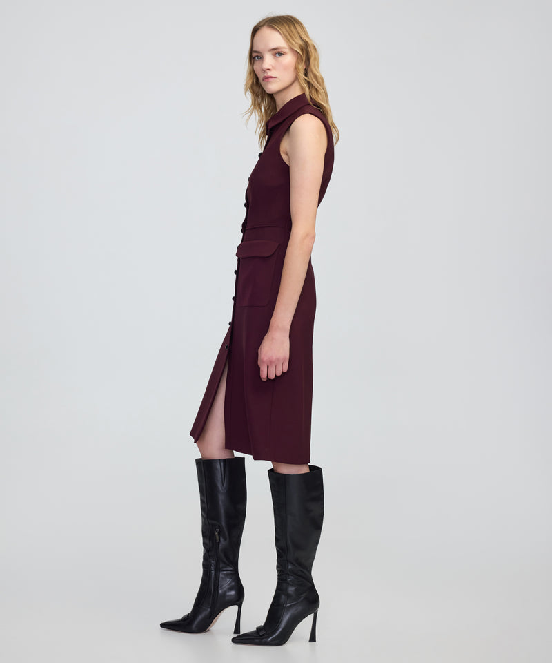 Ipekyol Contrast Button Midi Dress Bordoux