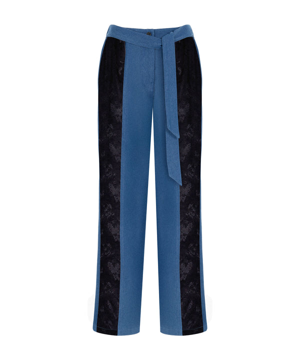 Ipekyol Color-Block Jacquard Trousers Blue