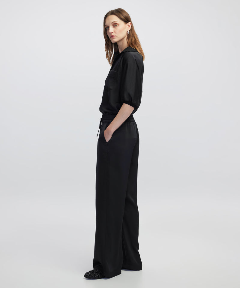 Ipekyol Elastic Waist Wide Leg Trousers Black
