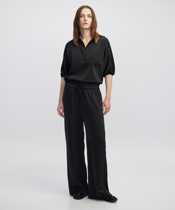 Ipekyol Elastic Waist Wide Leg Trousers Black