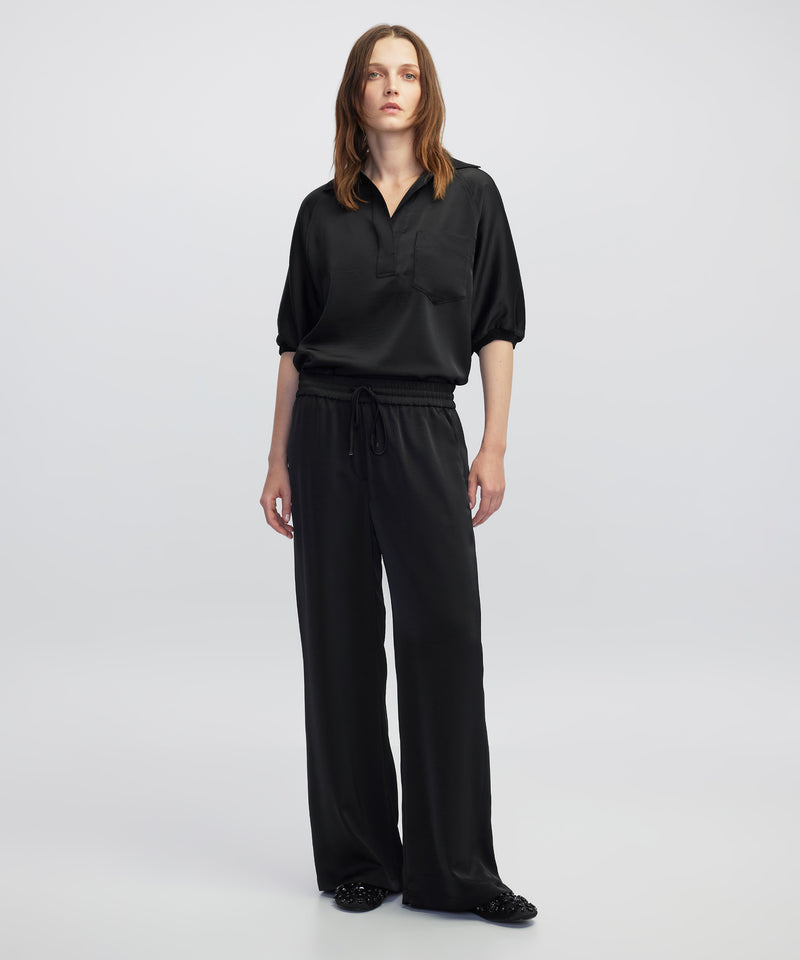 Ipekyol Elastic Waist Wide Leg Trousers Black