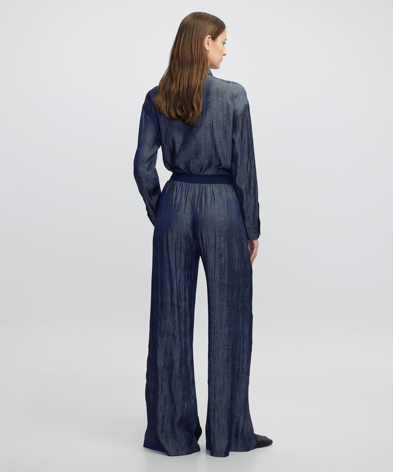 Ipekyol Mixed Media Textured Trousers Indigo
