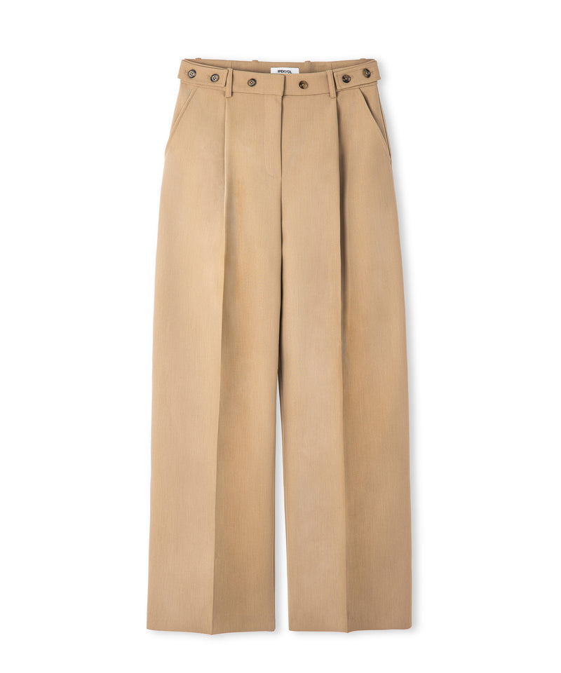 Ipekyol Buttoned Wide-Leg Trousers Camel