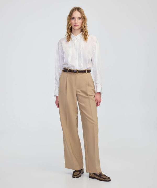 Ipekyol Buttoned Wide-Leg Trousers Camel