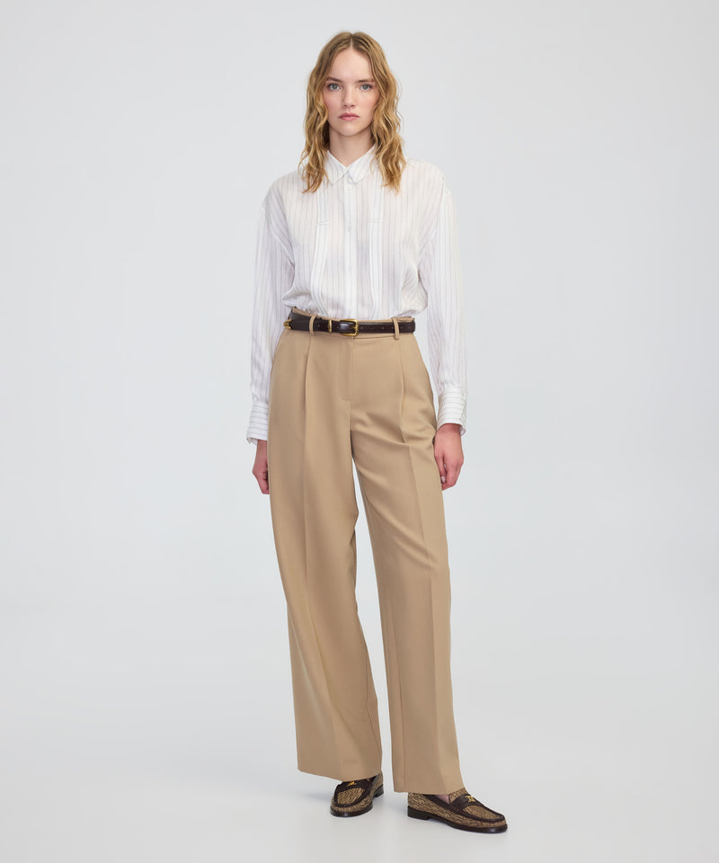 Ipekyol Buttoned Wide-Leg Trousers Camel