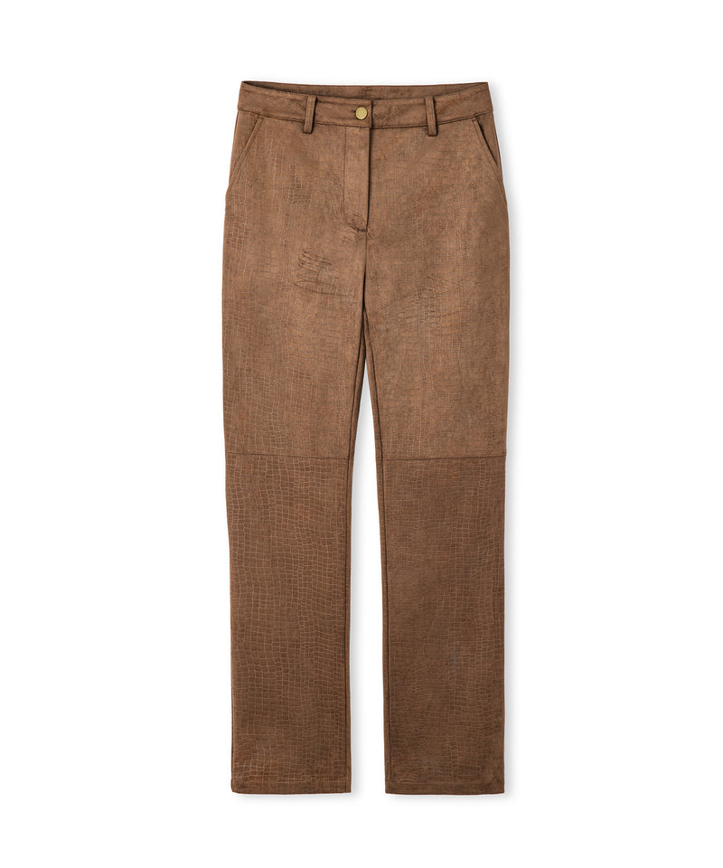 Ipekyol Croc-Effect Straight-Leg Trousers Rust