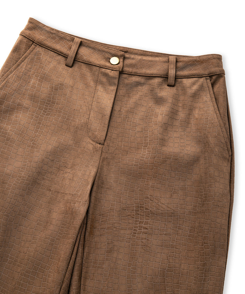 Ipekyol Croc-Effect Straight-Leg Trousers Rust